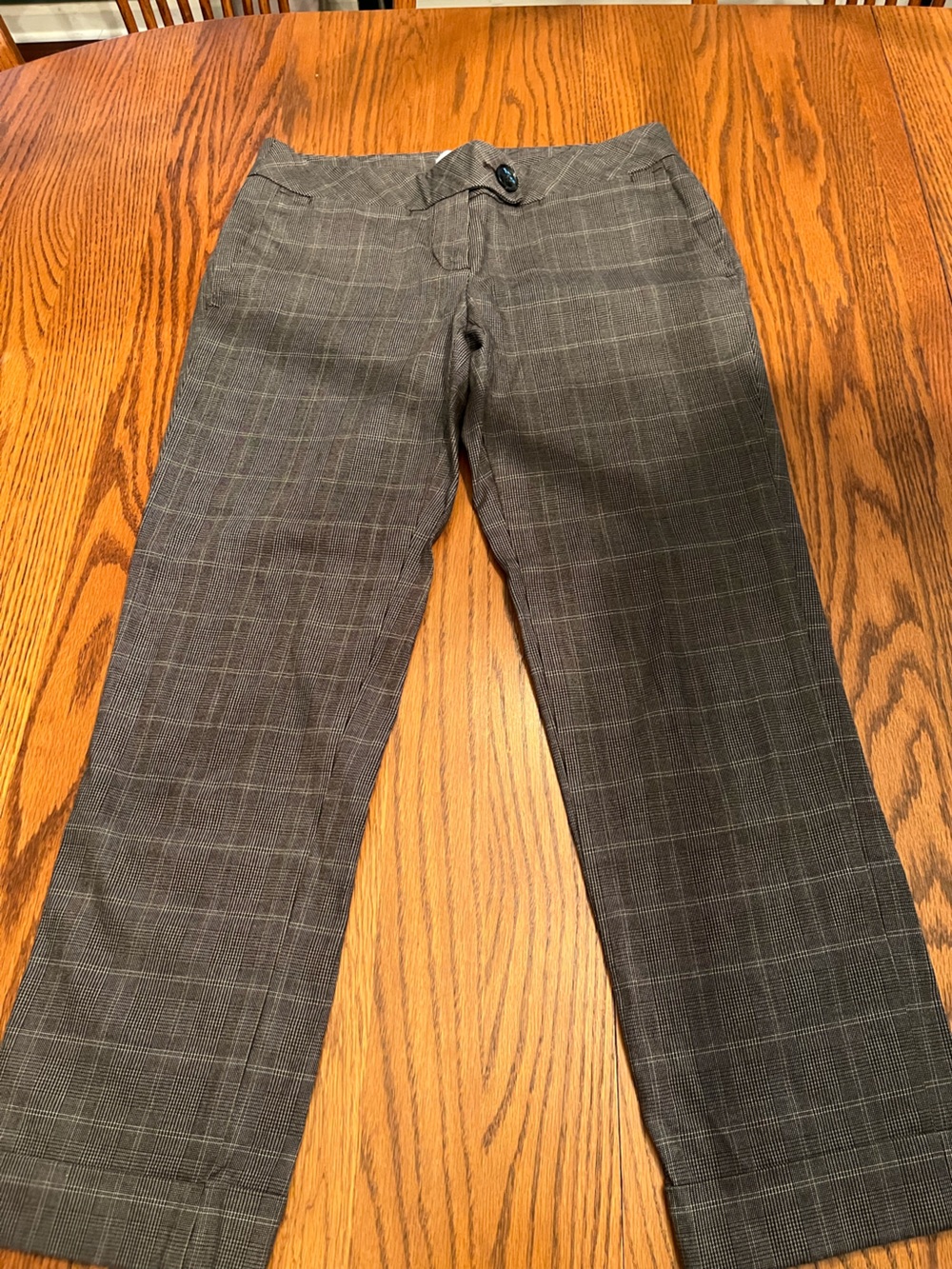 LOFT Gray Plaid Ankle Dress Pants